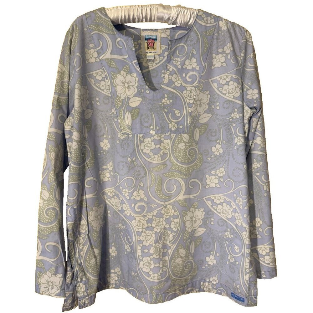 Women's By The Sea Blouse‎ Tunic Paisley Size Large Beach Vacation Resortwear
